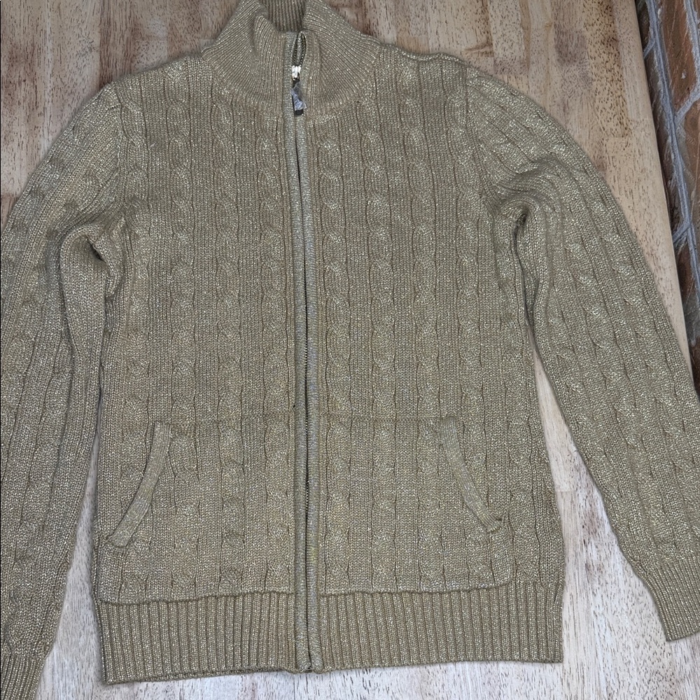 Lauren Ralph Lauren Women's Beige Cable Knit Cardigan gold